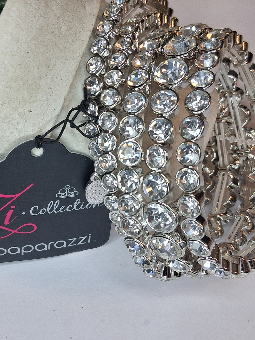 Silver Rhinestone Stretch Bracelet Set - Picture 2 of 2